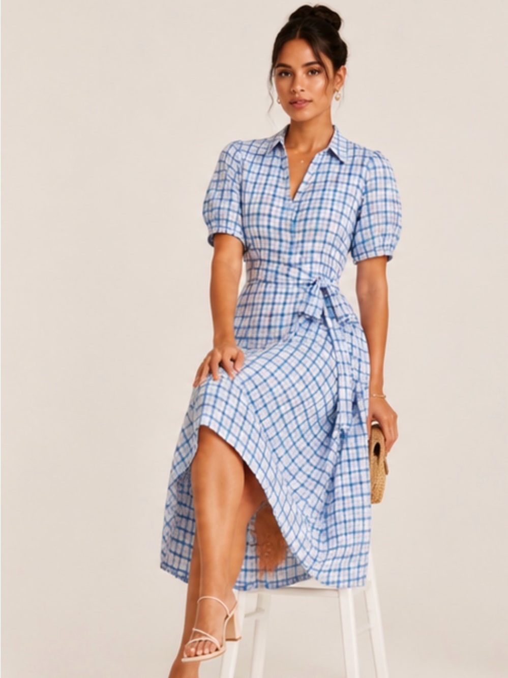 Boutique Pinch Checkered Cherry Midi Dress Size S